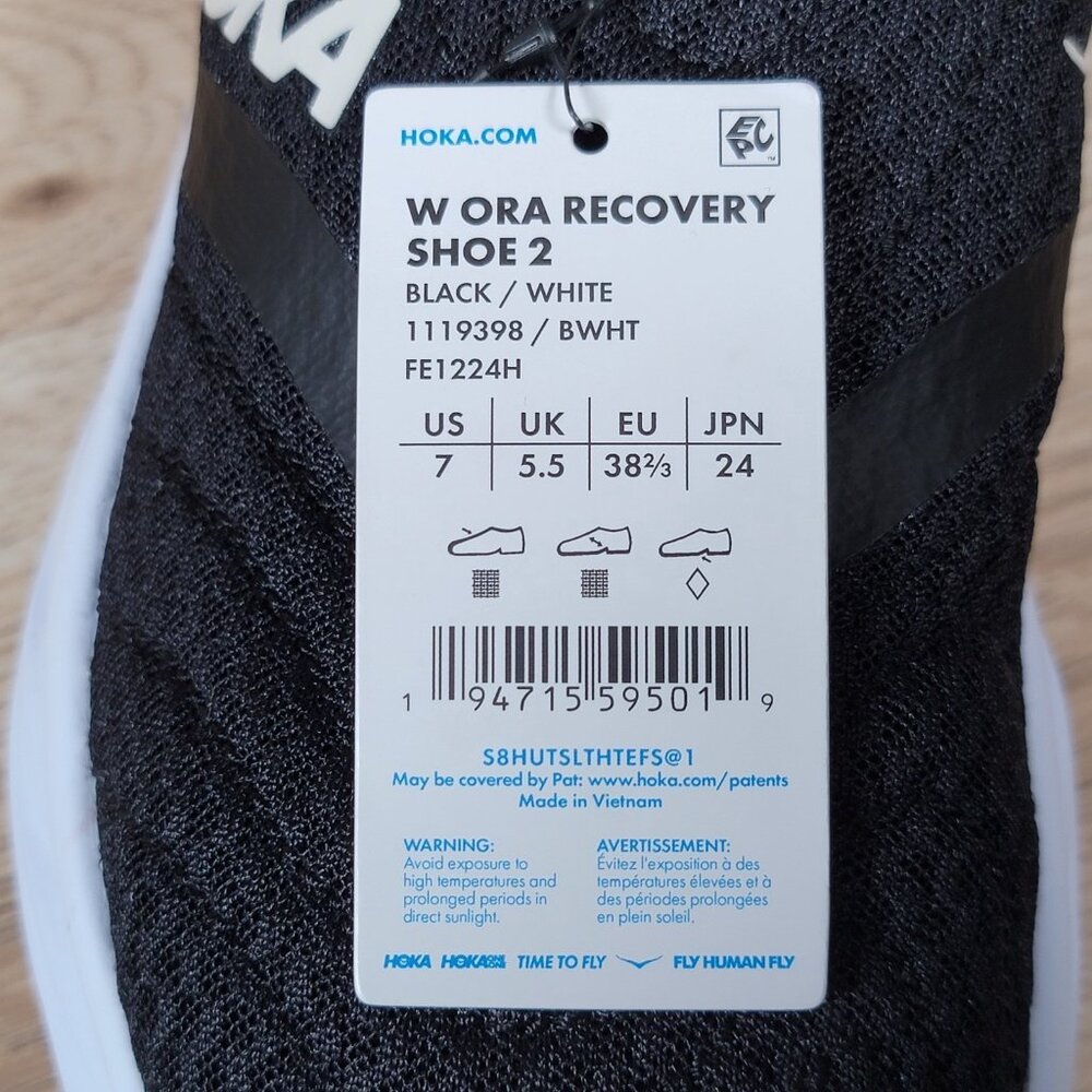 Hoka One One Ora Recovery 2 Shoes Womens Sz 7 B White Black athletic Sneaker - Picture 7 of 8